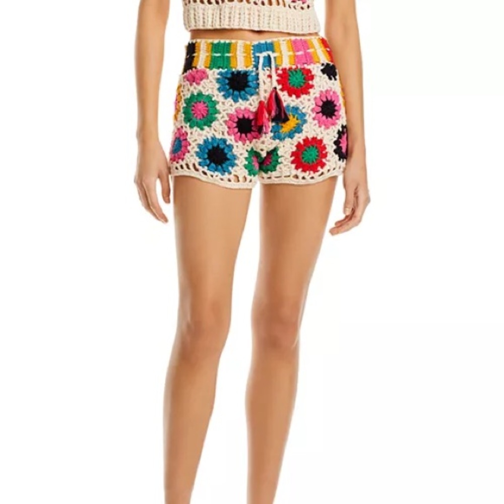 Farm Rio Multi Circles Crochet Shorts. Size M